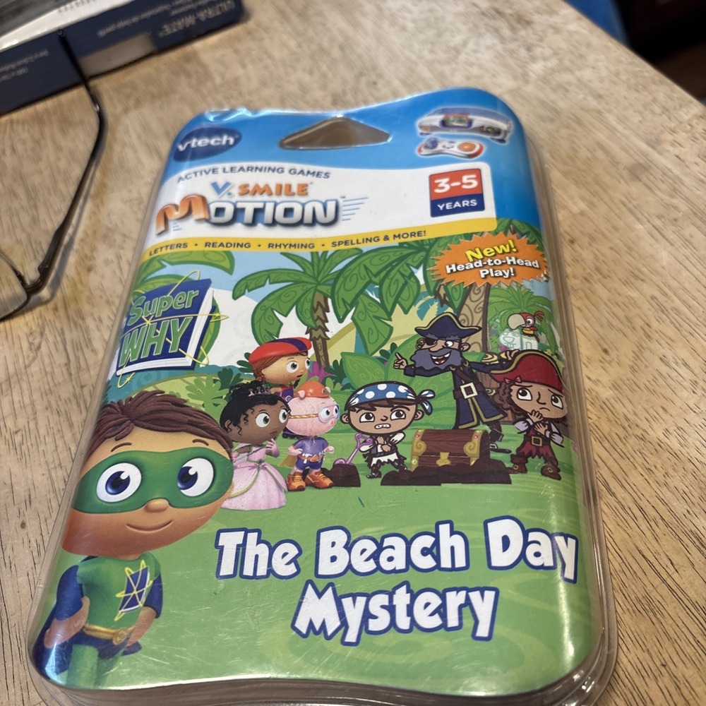 VTech V.Smile Motion Super Why The Beach Day Mystery Game New Rare 3-5 Years